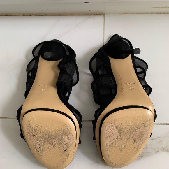 Gucci Black Suede and Mesh Betty Slingback Sandal Size 38 - Picture 3 of 5